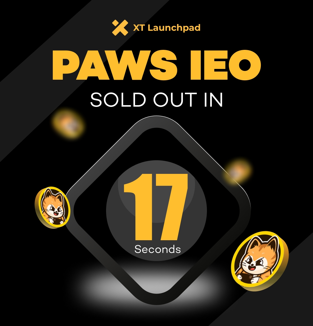 #PAWS #IEO sold out in 17 seconds! 🤩 #XT #XTLaunchpad <a href="/catidpaw/">Catid Paws</a>