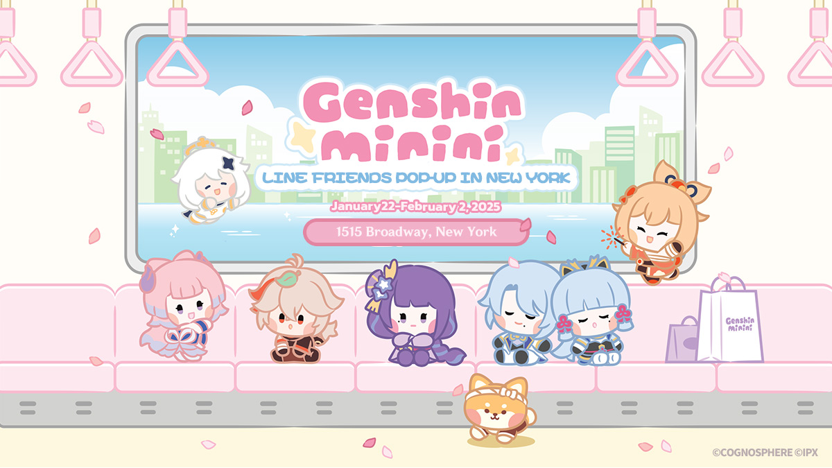 GenshinImpact's tweet photo. Hi Traveler!
The Genshin Impact x LINE FRIENDS collaboration pop-up store, Genshin minini, will open in Times Square, New York, from January 22, 2025 – February 2, 2025!
#GenshinImpact #Genshinminini #Genshinminini_POPUP_NEWYORK #LINEFRIENDS

Not only will there be Genshin Impact minini series merchandise on-site, but you can also look forward to many fun activities. Come join us and enjoy this fun-filled time together!

For more information, click the image below, visit the event website(https://t.co/xNWPVmok5O), or check out the @Genshinminini account.