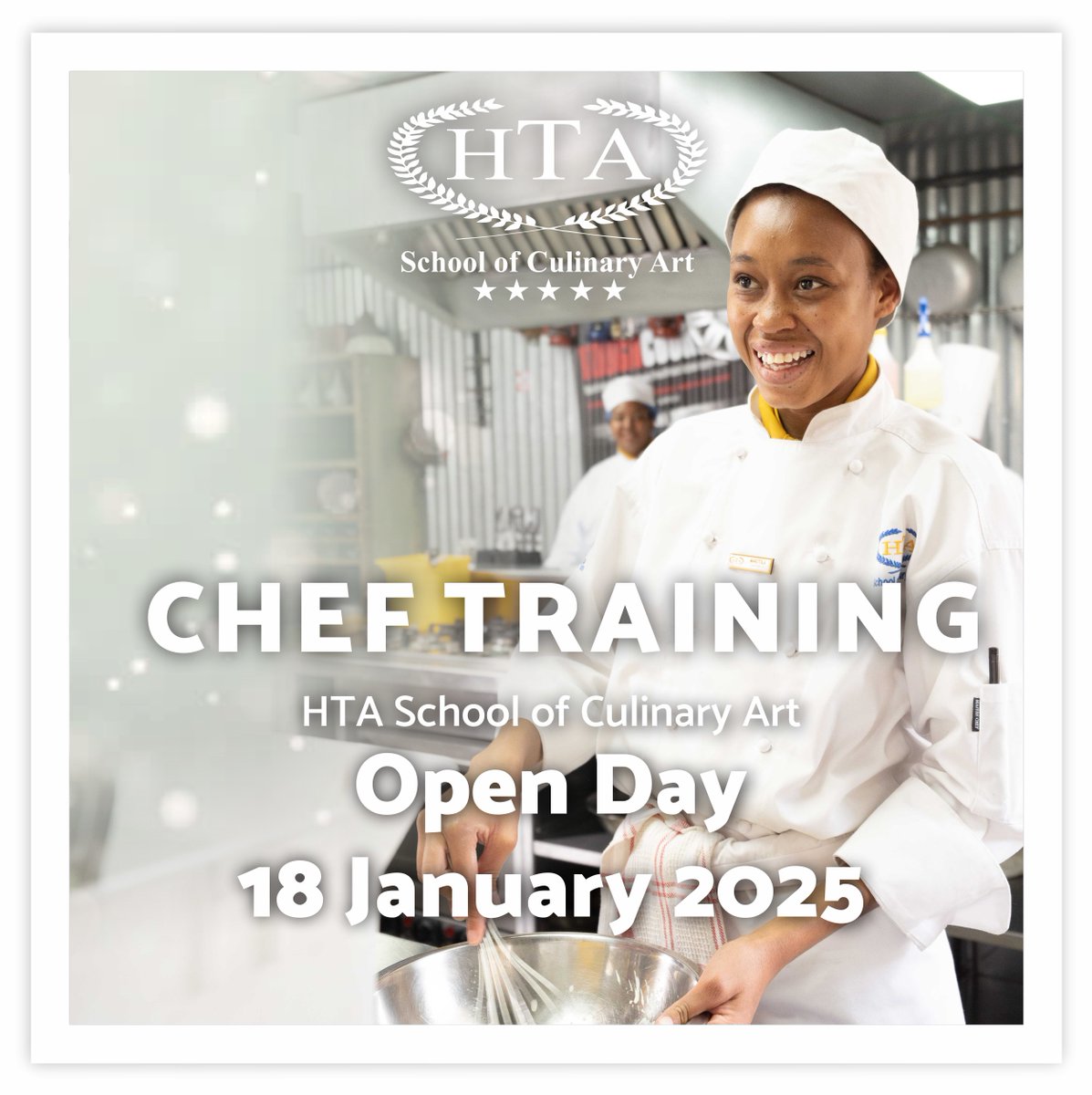 CHEF TRAINING!
Join us Saturday, 18 January 2025 for our Open Day and take the first step toward becoming a Professional Chef! 
We are conveniently located in Ferndale, Randburg, our campus is the perfect place to ignite your culinary dreams!
htatrain.co.za