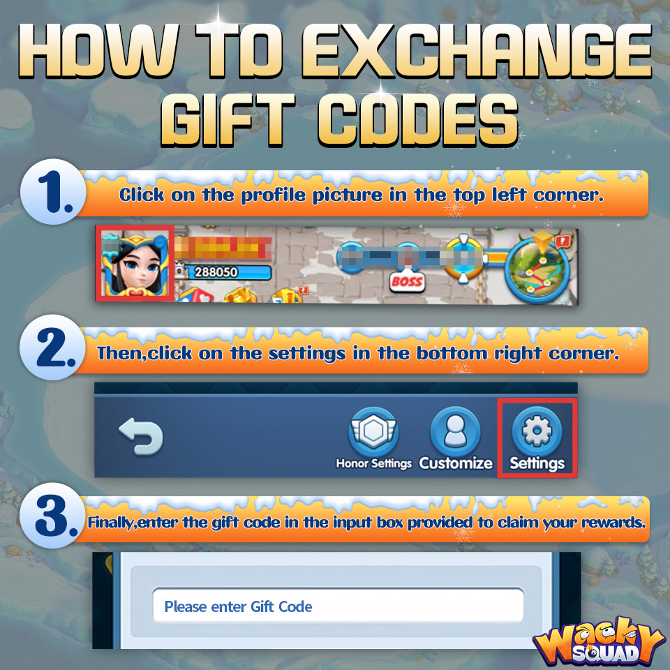 WackySquadOFFIC's tweet photo. Attention, Wacky Heroes! 👏
Do you want to easily obtain exclusive gift codes? 🎁
Let me teach you how to redeem the gift code and instantly transform into a super strong wacky! 💪
#wackysquad #giftcodes https://t.co/qiamvjDbtv