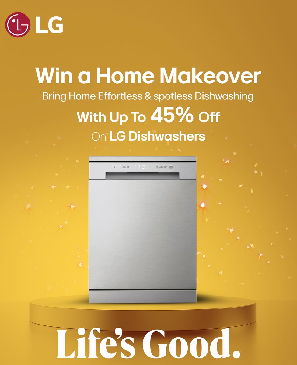 Make dishwashing more convenient with up to 45% off on LG Dishwashers. Plus, stand the chance to win a Home Makeover when you shop at any of the 12 Hotpoint outlets. 

*T&amp;Cs apply. 

#LGEastAfrica #LifesGood #FestiveOffers #LGHotPointOffers