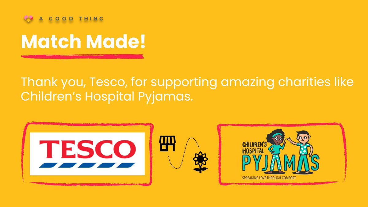 A Good Thing (UK) (@agoodthing_uk) on Twitter photo 🤝 Match made! 
<a href="/CHPyjamaCharity/">Children's Hospital Pyjamas</a> is a fantastic charity that provides brand-new, cosy PJs, replacing hospital gowns for poorly children. <a href="/Tesco/">Tesco</a> generously donated a box of new pyjamas.
Read more about this #SuccessStory on our website 👉 buff.ly/4a97CsC  
#Donation 🤝 Match made! 
<a href="/CHPyjamaCharity/">Children's Hospital Pyjamas</a> is a fantastic charity that provides brand-new, cosy PJs, replacing hospital gowns for poorly children. <a href="/Tesco/">Tesco</a> generously donated a box of new pyjamas.
Read more about this #SuccessStory on our website 👉 buff.ly/4a97CsC  
#Donation