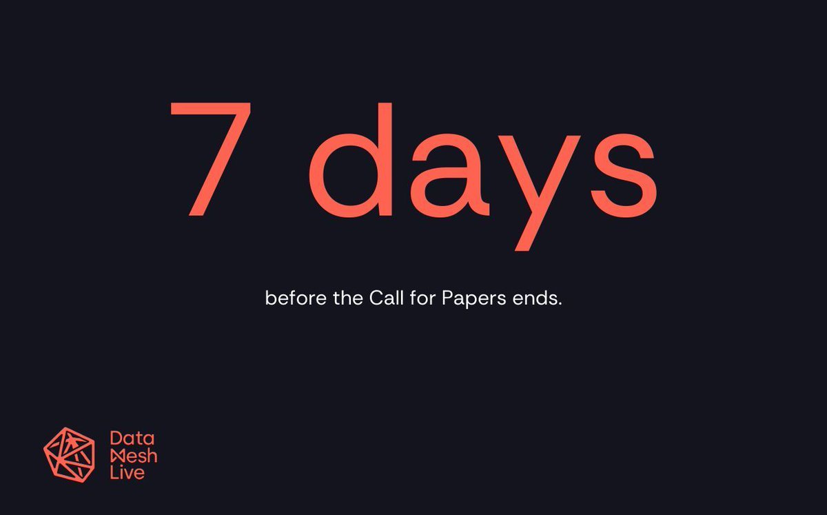 Our Call For Papers ends in 7 days! Submit your proposal by January 16th. We're looking for sessions that will help folks managing large data systems. Talks on data governance, products, decentralisation, architecture and more are welcome! buff.ly/3BhbYBf