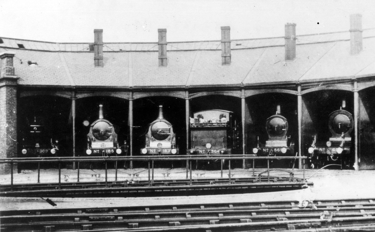 Our latest Age of Steam #ThrowbackThursday photo is this c1905 picture of engines  in Horsham locomotive shed, showing the turntable. What memories do you have of travelling on a steam train? #HorshamMuseum
