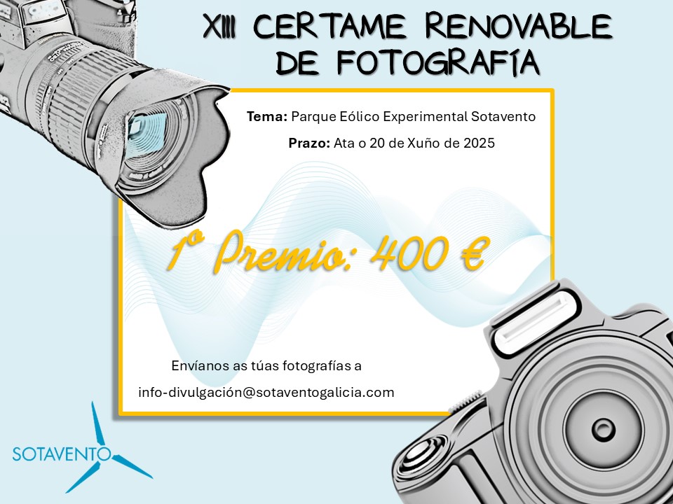 FSotavento's tweet image. Recordade que xa temos aberto o prazo para que nos enviedes as vosas fotografías para o #XIIICertameRenovabledeFotografía. 📷
.....
Recordad que ya hemos abierto el plazo para que nos enviéis vuestras fotografías para el #XIIICertamenRenovabledeFotografía. 📷