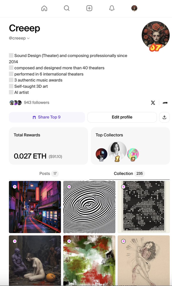 I have now #collected 235 beautiful pieces.🤌🏼🫶🏼
In 7 days 
NFT forever 
<a href="/rodeodotclub/">Rodeo</a> 
Special thanks to <a href="/kamand_kavand/">Kamand Kavand</a> <a href="/EraldMWhay/">乇尺卂ㄥᗪ</a> <a href="/CorinaObertas/">THEFOODMASTER.ETH</a> <a href="/ewitsoe/">ErikX</a> <a href="/HoizonArt/">Hoizon.ᴱᵀᴴ</a> <a href="/pkok_art/">Pkok</a> 🫶🏼🦄