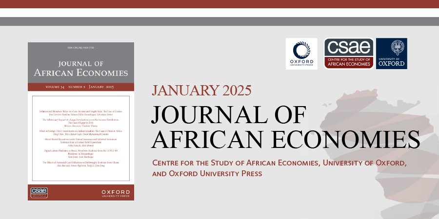 CSAE (@oxford_csae) on Twitter photo ⭐️NEW January 2025 issue of the #JournalofAfricanEconomies!
Includes #openaccess work on 'Effect of Foreign Direct Investments on Industrialisation: The Case of China in Africa'
Read it here: academic.oup.com/jae/issue/34/1
@OUPEconomics #EconTwitter <a href="/OxfordEconDept/">Department of Economics, Oxford</a> ⭐️NEW January 2025 issue of the #JournalofAfricanEconomies!
Includes #openaccess work on 'Effect of Foreign Direct Investments on Industrialisation: The Case of China in Africa'
Read it here: academic.oup.com/jae/issue/34/1
@OUPEconomics #EconTwitter <a href="/OxfordEconDept/">Department of Economics, Oxford</a>