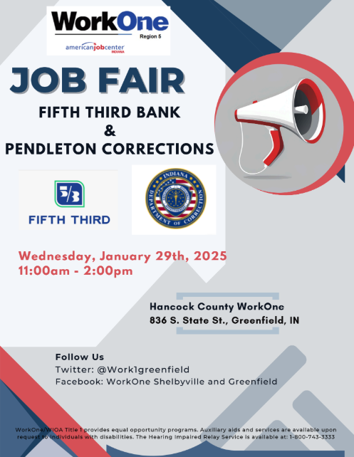 work1shelby's tweet image. Start the New Year with a new career
#WorkOne #jobfairR5 #Shelbyville #Greenfield