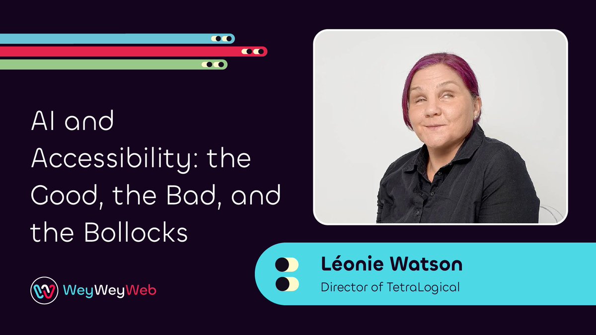 Is AI the game changer we’ve been waiting for? 

Léonie Watson opened our eyes to the real limitations of AI and why we need to be cautious about relying on it for accessibility.

Get all of her insights here: [youtu.be/X8wcbJR9IaU] 
#WeyWeyweb24 #AI #Accessibility