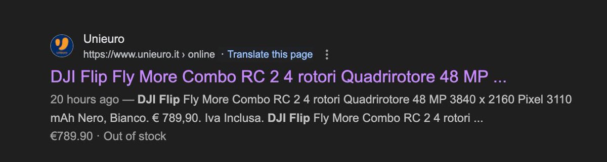 unieuro unveils something about the new #dji #flip #drone DJI Flip Fly More Combo with RC 2 will cost €789,90 in Europe
