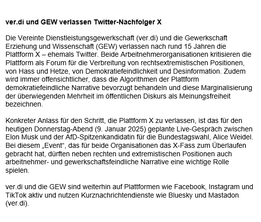 Schade, aber nachvollziehbar. <a href="/bahajos/">Barbara Hajos</a> und ich hatten unseren ver.di Account damals zum Fliegen gebracht, jedenfalls innerhalb der gewerkschaftlichen Szene.
