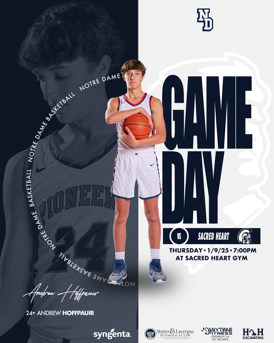 Notre Dame Pioneers Basketball (@ndpioshoops) on Twitter photo 🚨🚨GAMEDAY🚨🚨
🏀Notre Dame vs Sacred Heart
📍Location: Sacred Heart Gym
⏰TIP-OFF: 1/9/25 JV at 5:30pm/ V at 7:00
<a href="/2a_class/">La. Class 2A Sports</a> <a href="/GeauxPrepsLA/">GeauxPreps.com</a> <a href="/LSL_Sportsline/">Louisiana Sportsline</a> <a href="/SethLewisInc/">Seth Lewis</a> <a href="/georgefaust10/">George Faust</a> <a href="/PrepHoopsLA/">Prep Hoops Louisiana</a> <a href="/OTBSports_/">Off the Bench Sports/PREP NEWS/ Life Off The Bench</a> <a href="/JFitzTV/">Jamarcus Fitzpatrick</a> <a href="/aasportsnet1/">All Around Sports Net</a> 🚨🚨GAMEDAY🚨🚨
🏀Notre Dame vs Sacred Heart
📍Location: Sacred Heart Gym
⏰TIP-OFF: 1/9/25 JV at 5:30pm/ V at 7:00
<a href="/2a_class/">La. Class 2A Sports</a> <a href="/GeauxPrepsLA/">GeauxPreps.com</a> <a href="/LSL_Sportsline/">Louisiana Sportsline</a> <a href="/SethLewisInc/">Seth Lewis</a> <a href="/georgefaust10/">George Faust</a> <a href="/PrepHoopsLA/">Prep Hoops Louisiana</a> <a href="/OTBSports_/">Off the Bench Sports/PREP NEWS/ Life Off The Bench</a> <a href="/JFitzTV/">Jamarcus Fitzpatrick</a> <a href="/aasportsnet1/">All Around Sports Net</a>