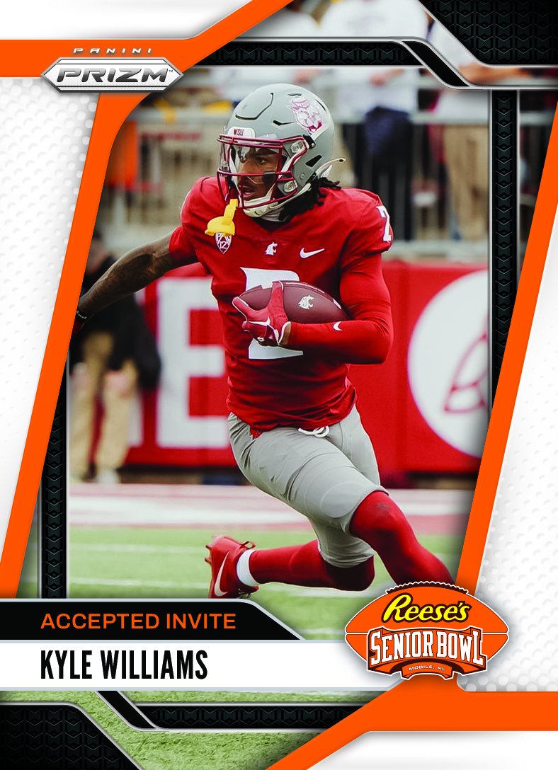 Reese's Senior Bowl (@seniorbowl) on Twitter photo Officially Accepted! WR Kyle Williams <a href="/k_mmoneyyyy/">Kyle Williams</a> from <a href="/WSUCougarFB/">Washington State Football</a> is headed to the 2025 Reese's Senior Bowl #GoCougs 😎 #BestOfTheBest #TheDraftStartsInMOBILE™️
@JimNagy_SB <a href="/PaniniAmerica/">Panini America</a> #RatedRookie Officially Accepted! WR Kyle Williams <a href="/k_mmoneyyyy/">Kyle Williams</a> from <a href="/WSUCougarFB/">Washington State Football</a> is headed to the 2025 Reese's Senior Bowl #GoCougs 😎 #BestOfTheBest #TheDraftStartsInMOBILE™️
@JimNagy_SB <a href="/PaniniAmerica/">Panini America</a> #RatedRookie