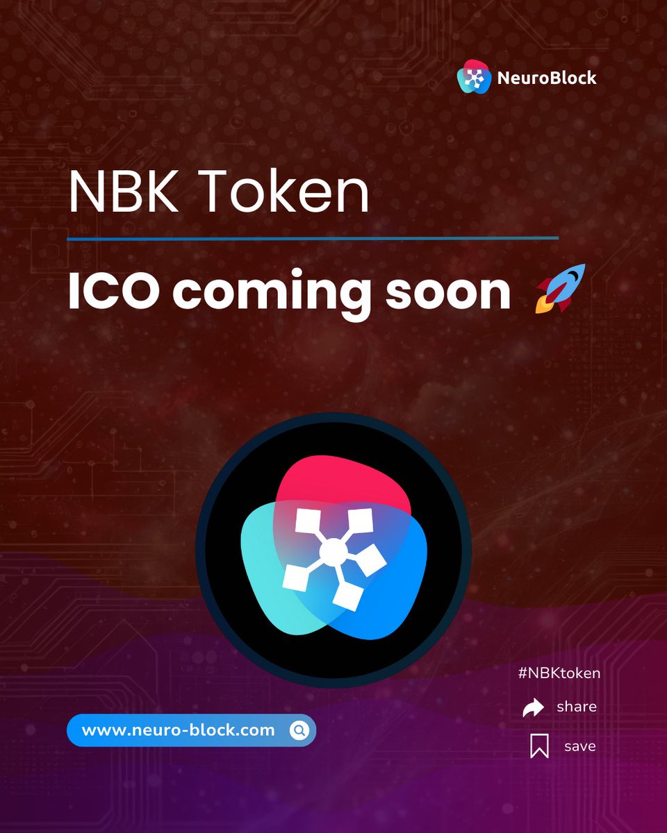 NBKtoken's tweet photo. 🚀 #NeuroBlock #Token #ICO is coming soon!

Get early access to #NBK Tokens and unlock exclusive benefits before the official launch.

Join the community!👇🏼
 Discord: https://t.co/H3UvrPgU2Q Telegram: https://t.co/OK2yOUywGI

#CryptoLaunch #TokenSale #Web3 #Blockchain #coin https://t.co/UDo5dbxhrt