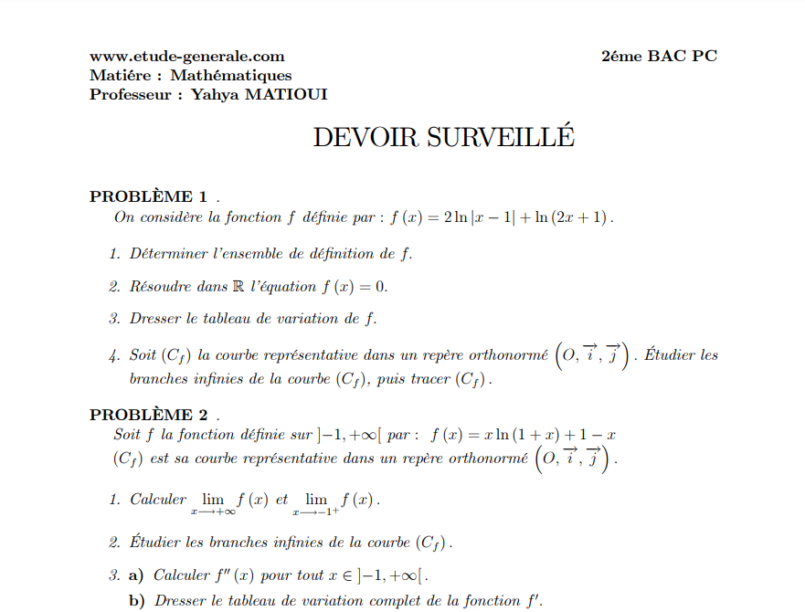 etudegenerale's tweet photo. (2 bac pc et svt)
Devoir surveillé sur la fonction logarithme népérien ✍️
https://t.co/1pbtjfkr2p
#math #maths #Mathematics #mathématiques #2bac https://t.co/6uqud4kDbg