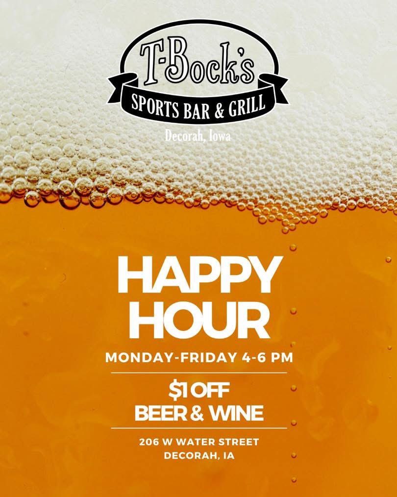 Join us for Happy Hour!!!

$1 off 16oz taps (except PBR), domestic bottles and glasses of wine!!!