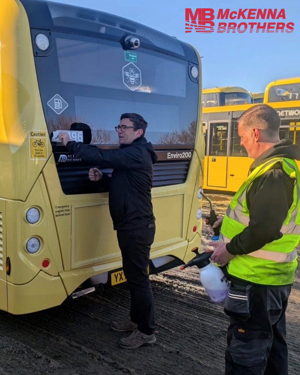 McKenna Brothers (@mckennabrothers) on Twitter photo Getting stuck in with McKenna Brothers… 🐝🙌
So great to see <a href="/AndyBurnhamGM/">Andy Burnham</a> throwing himself into the world of vinyls!
Here he is assisting our long standing employee Wayne with sticking on fleet numbers! 🚌
<a href="/BeeNetwork/">Bee Network</a> 🐝 Getting stuck in with McKenna Brothers… 🐝🙌
So great to see <a href="/AndyBurnhamGM/">Andy Burnham</a> throwing himself into the world of vinyls!
Here he is assisting our long standing employee Wayne with sticking on fleet numbers! 🚌
<a href="/BeeNetwork/">Bee Network</a> 🐝