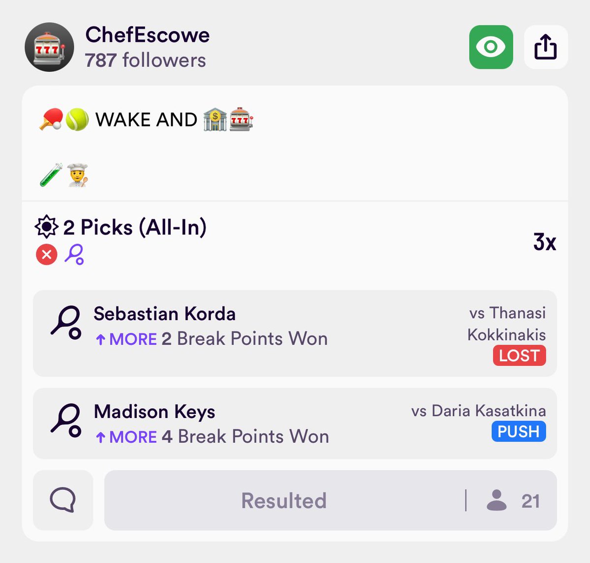 Dabble should fix this soon but we refunded the slip

🧪👨‍🍳
#chefspicks #GamblingX #SportsBettingX