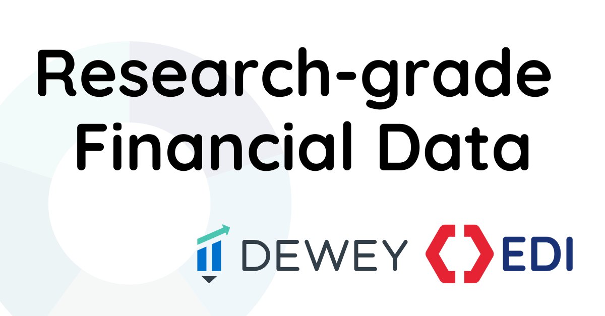 ExchangeData's tweet image. We’ve partnered with Dewey Data!
Their platform, designed for academic research, now features our comprehensive data services:
👉 Foreign Exchange Rates
👉 End of Day Pricing
👉 Equity Corporate Actions
Start sampling data today! 🔗 ow.ly/R67f50UCxli