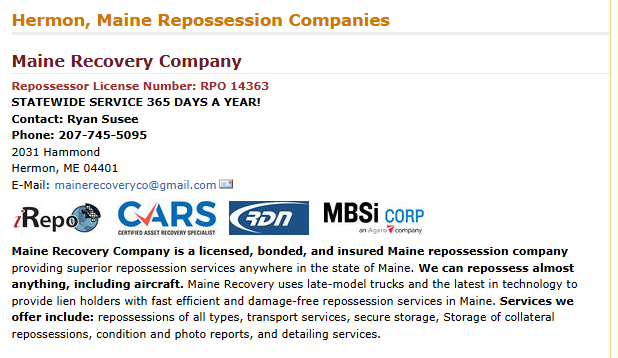 TajLong's tweet photo. Good Morning!  This morning, my Repossession Agency Spotlight is on:*MAINE RECOVERY COMPANY 207-745-5095*a HERMON, MAINE-based REPOSSESSION AGENCY and RDN User covering the ENTIRE STATE OF MAINE and able to REPOSSESS ANYTHING including AIRCRAFT Taj Told You on the Repo Directory! https://t.co/AgSedDHTvw
