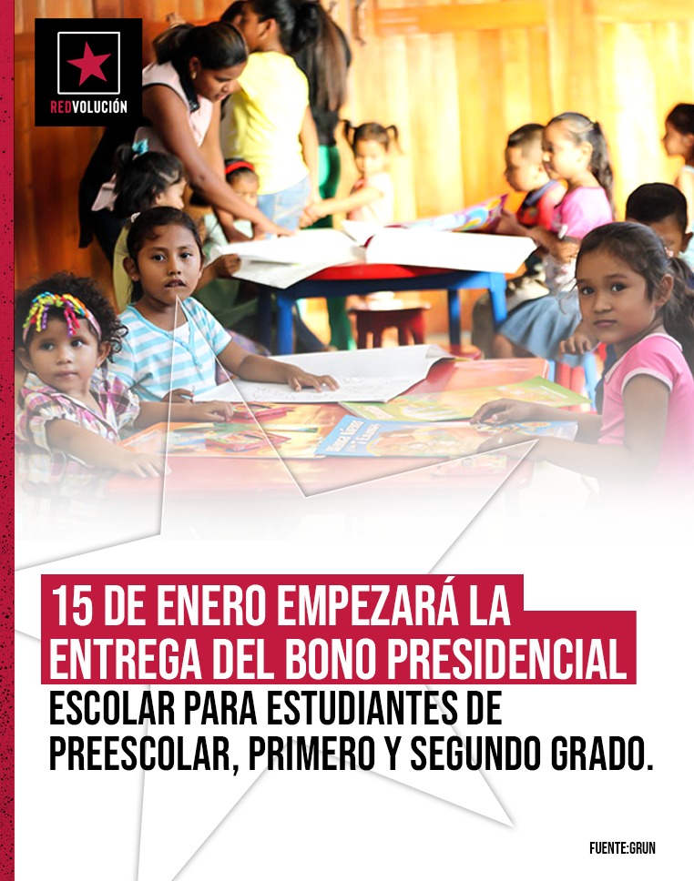 Buenas noticias para los niñ<a href="/s/">『S』</a>  de #Nicaragua porque recibiran un Bono Presidencial a partir del 15 de enero 2025. 
El bono es de 2 mil córdobas.
#PLOMO19 
#2025AvanzandoEnRevolución 
👇