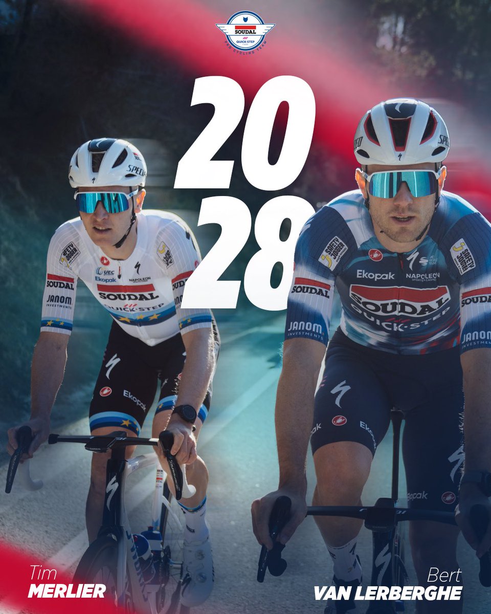 Soudal Quick-Step Pro Cycling Team (@soudalquickstep) on Twitter photo Huge news coming from ๐ช๐ธ
<a href="/MerlierTim/">Tim Merlier</a> & <a href="/bert_bvl/">Bert Van Lerberghe</a> have agreed to a new deal with Soudal Quick-Step until the end of 2๏ธโฃ0๏ธโฃ2๏ธโฃ8๏ธโฃ ๐ Huge news coming from ๐ช๐ธ
<a href="/MerlierTim/">Tim Merlier</a> & <a href="/bert_bvl/">Bert Van Lerberghe</a> have agreed to a new deal with Soudal Quick-Step until the end of 2๏ธโฃ0๏ธโฃ2๏ธโฃ8๏ธโฃ ๐