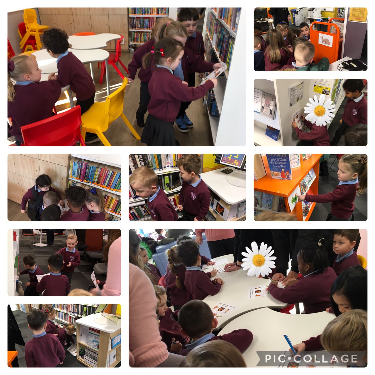 #dosbarthderbyn have been on a lovely trip to the library this morning to begin our new topic - Can stories change the world? They listened to a story, went on a character treasure hunt and chose their own books to take home!