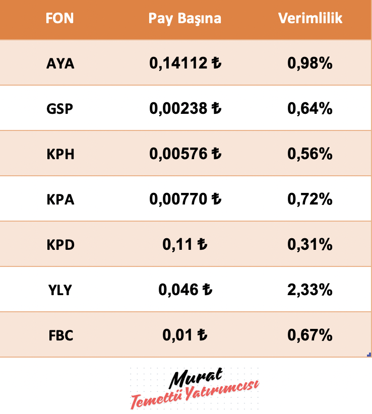 sufizane's tweet image. 🎯Takibimdeki tüm fonlar #temettü ödemesini yaptı. 

#fbc ve #yly listeye eklendi.

Listenin son hali: