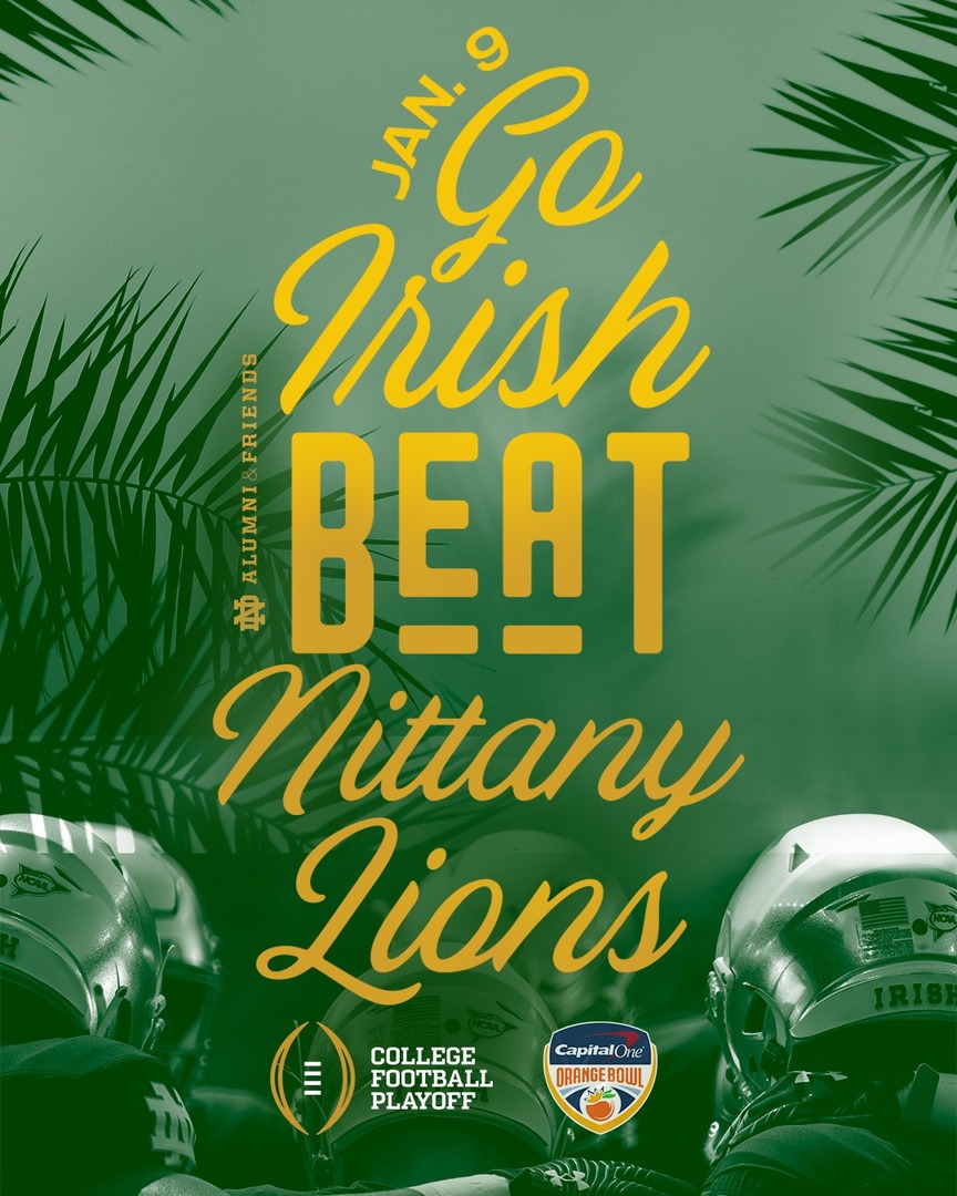 NDAlumni's tweet photo. WE ARE 👏 👏  ND! 👏 👏

#GoIrish #BeatNittanyLions ☘️ 🍊 https://t.co/BSxaZLIvfp