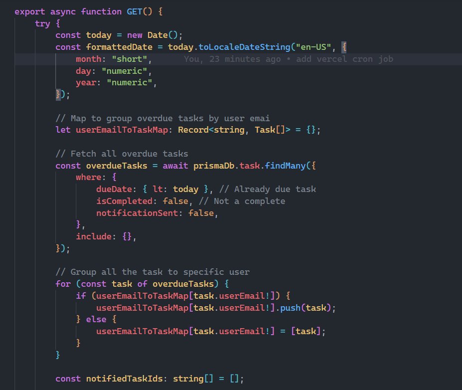 azar_arch's tweet image. Implemented notifications feature in TodoVex using nodemailer and vercel cron job! successfully tested it out, and it works like a charm.
the email template could use a redesign though 😅
#100DaysOfCode #programmertips #buildinpublic