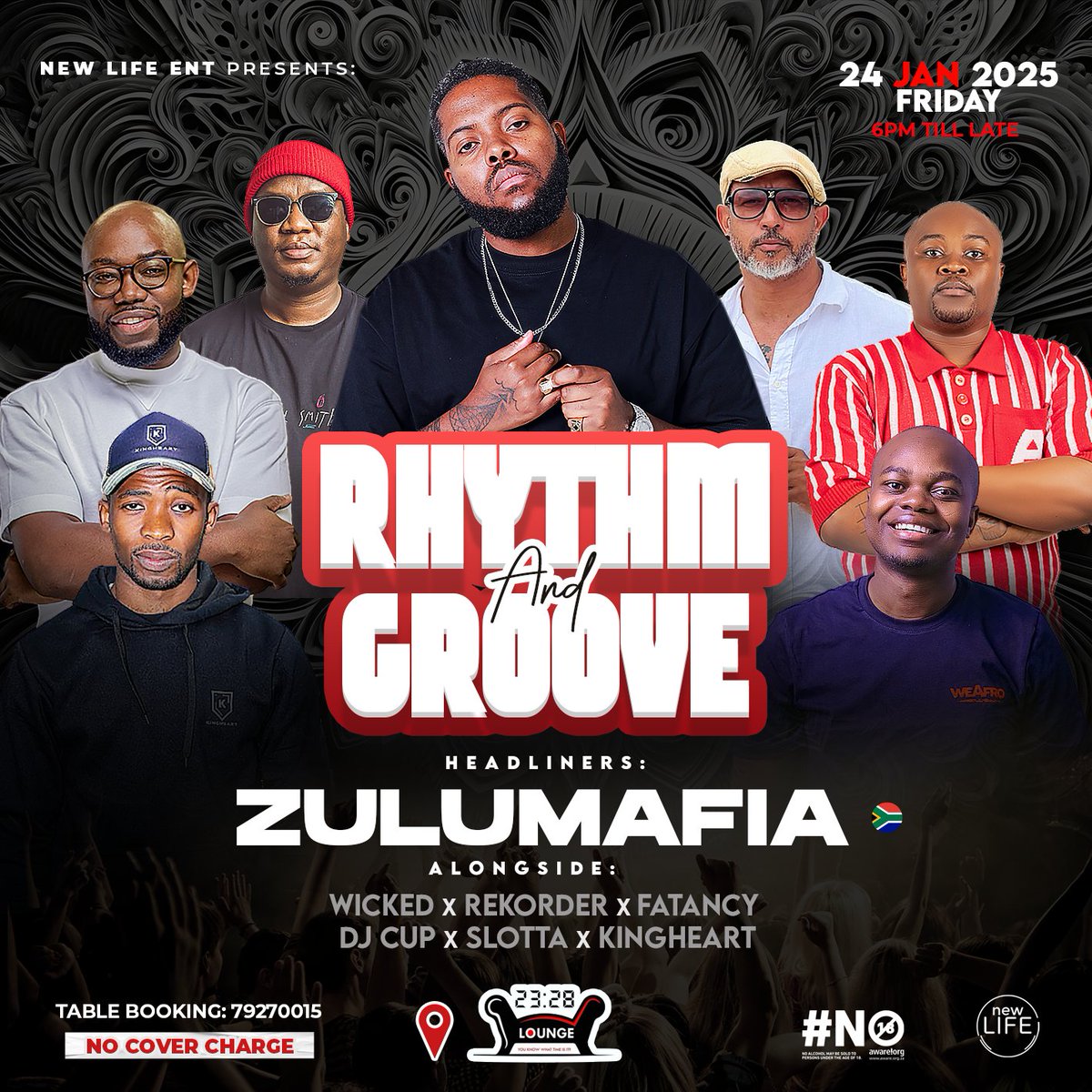 Get ready to groove into greatness! 🎶✨ Join us on January 24 at 2328 Lounge for Rhythm &amp; Groove, the ultimate way to welcome 2025 the right way!

Featuring an electrifying lineup: <a href="/ZuluMafia_SA/">Mark 6_4</a> as the headliner, with DJ Cup, Fantacy, <a href="/Slotta_nsd/">Nicholas Slotta Dlamini</a>, King Heart, Rekorder, and more