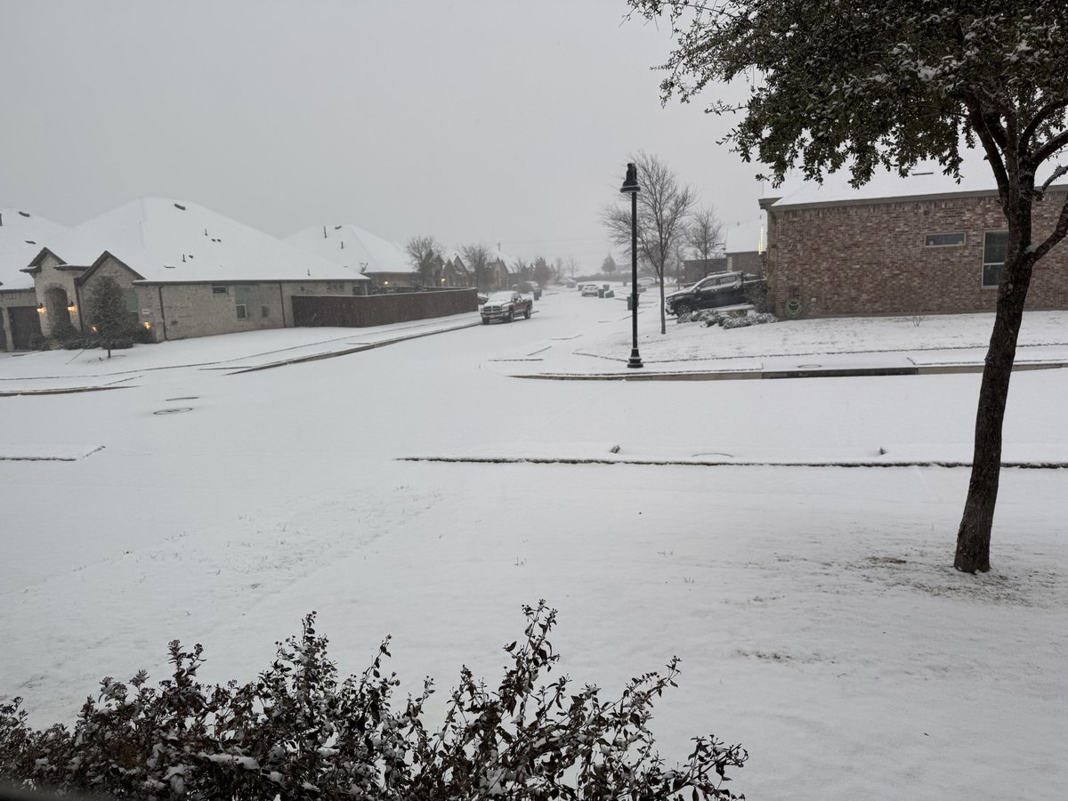 Lonestar_Matt's tweet photo. Snowing in Celina TX 1-9-2025 8:30AM @EvanAndrewsFox4 https://t.co/1RclEEpxqt