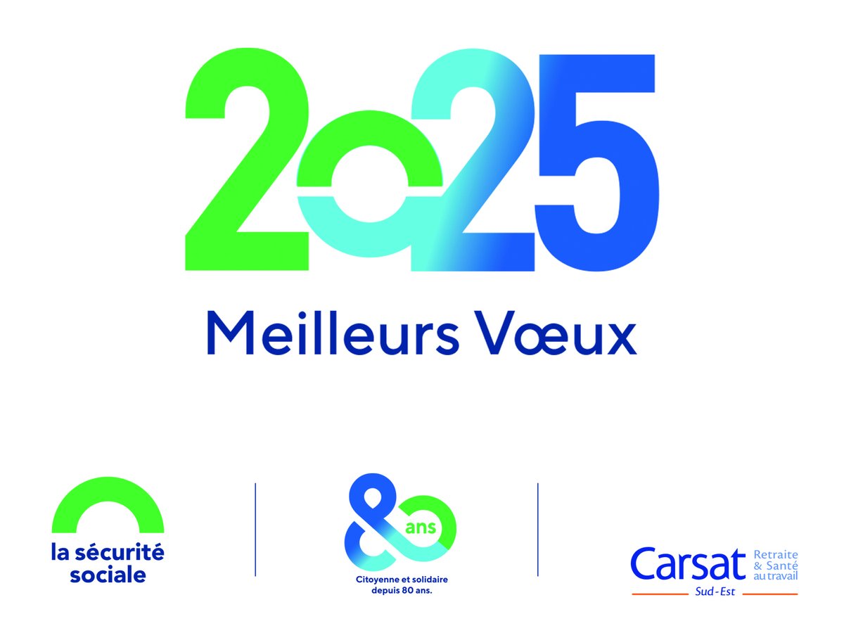La Carsat Sud-Est vous présente ses meilleurs vœux pour 2025 !
 
A l'occasion des 80 ans de la @Sécurité sociale, les 300 organismes de l'institution s'associent pour vous vous souhaiter une bonne année avec une carte de vœux unique.
#80ansSécuritéSociale