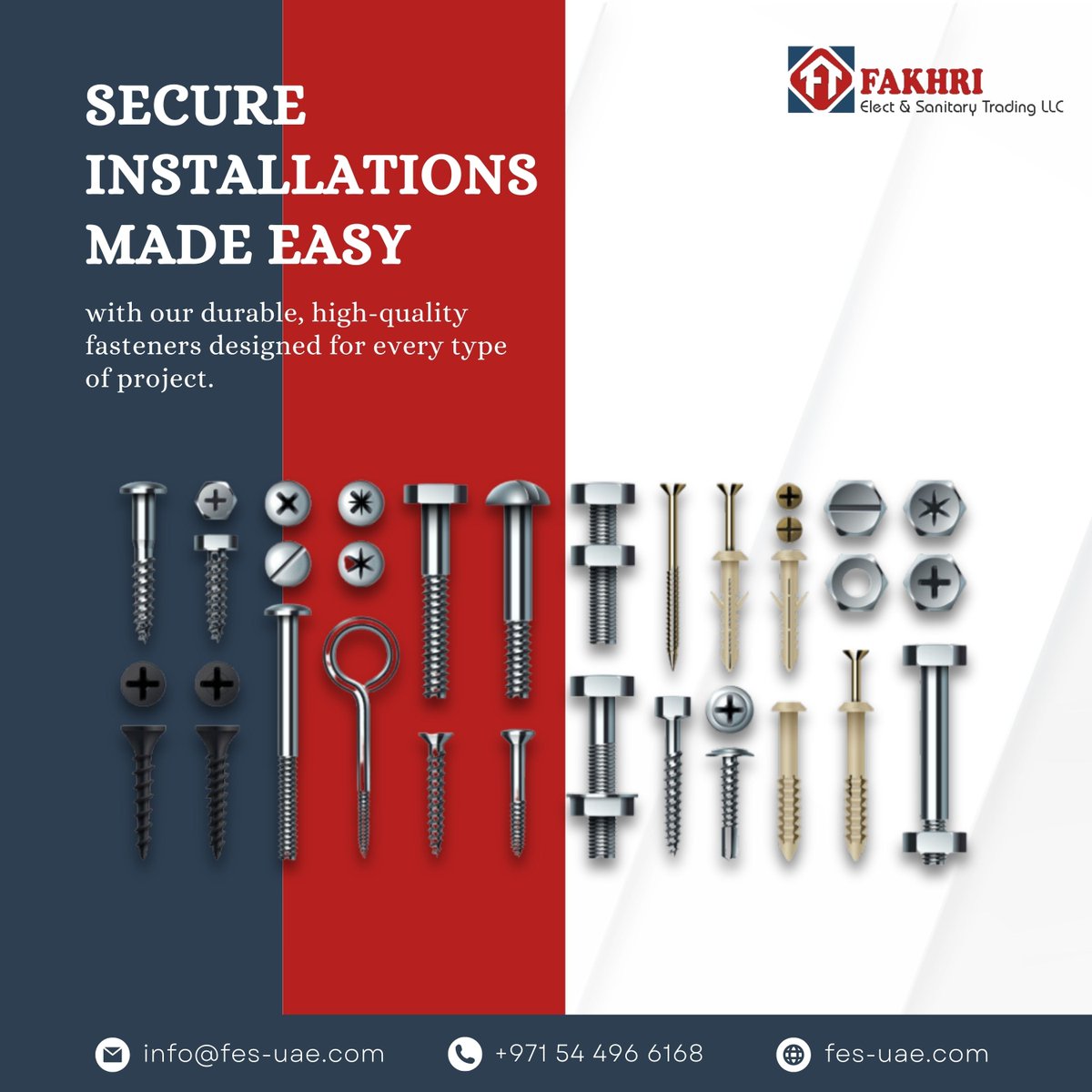 FakhriSanitary's tweet photo. Secure your installations effortlessly with our high-quality fasteners, ideal for projects of all scales and types. 

Visit us at https://t.co/MahGX2IDxY
.
.
#fesuae #fastenersupply #secureinstallations #constructiontools #buildingmaterials #uaebusiness #hardwarestore https://t.co/owb2wEPPTO