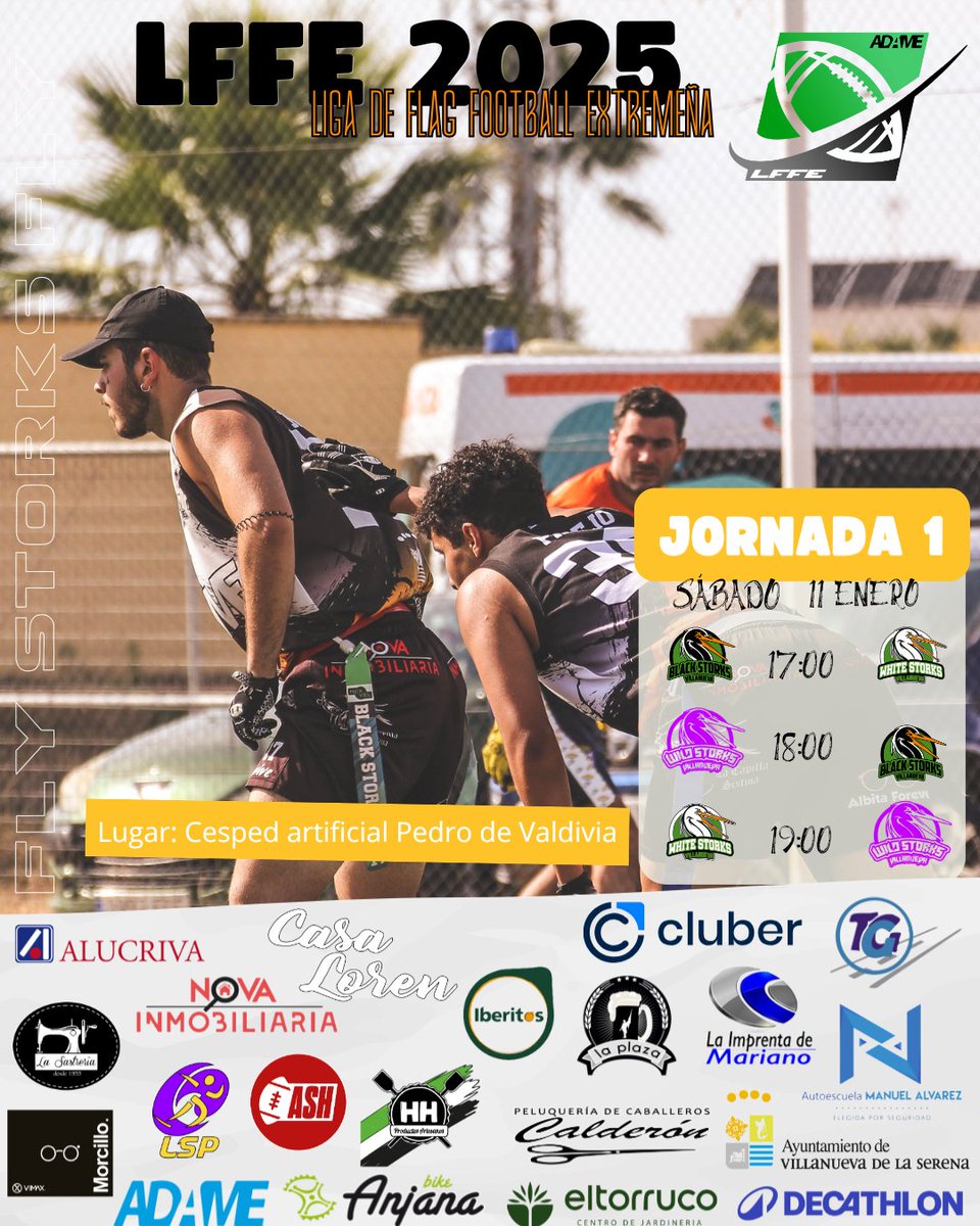 Vva_BlackStorks's tweet photo. ¡¡Arranca la #LFFE2025🏈 con una 🎉 fiesta del flag villanovense!!
🏟️ Jornada 1 en casa, y con nuestros tres equipos implicados:
🕔 #BlackStorks⚫️ 🆚 #WhiteStorks⚪️
🕕 #WildStorks🟣 🆚 #BlackStorks⚫️
🕖 #WhiteStorks⚪️ 🆚 #WildStorks🟣
✍️ Previa ⤵️
https://t.co/UPz5Bz0mBp https://t.co/bi6GPcpWMq