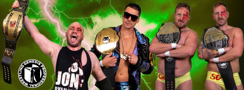 GenProOnline's tweet image. World Champion:
The Peckham Playboy, Captain Peng, Hakan.

Tag Team Champions:
The Flying Scotsmen

EXTREME World Champion:
The Bad Boy of British Wrestling, Jon Ryan.

Come see the Action LIVE! - genesisprofessionalwrestling.com/Events

#genpro #WrestlingCommunity #britwres #kent #uk #indy