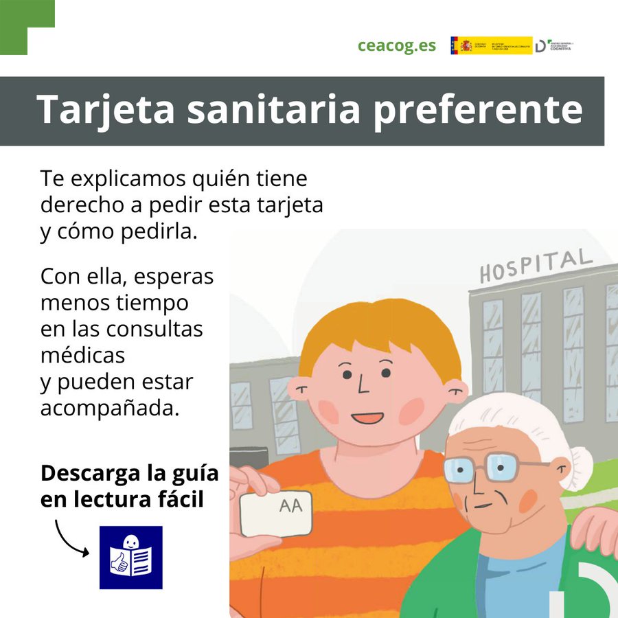 ceacog's tweet image. 🪪¿Cómo pedir la tarjeta sanitaria preferente?

🏥Con ella, esperas menos tiempo en las consultas médicas y pueden estar acompañada 

¡Ojo! Sólo algunas personas tienen derecho a pedir esta tarjeta 👀

⬇️ Guía en #lecturafácil
ceacog.es/2024/08/14/des…
@RPDiscapacidad