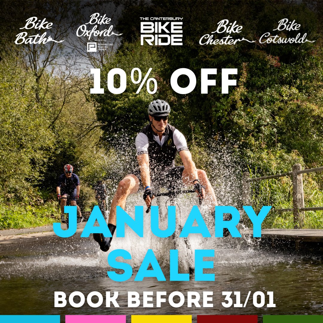 Save 10% in our January Sale. 

15th June - Bike Bath
22nd June - Bike Oxford
27th July - The Canterbury Bike Ride
17th August - Bike Chester
31st August - Bike Cotswold

iconiccyclingevents.co.uk