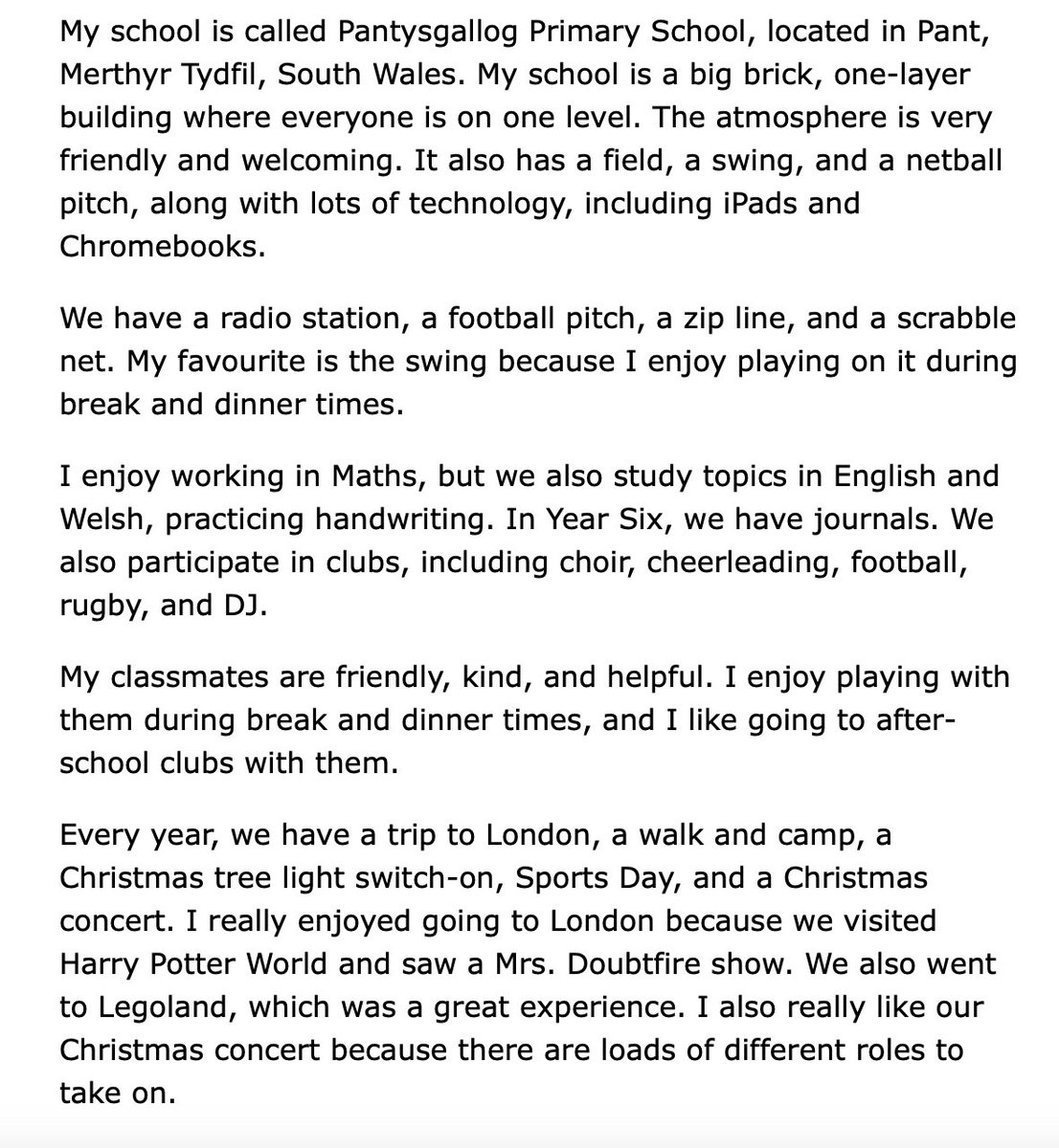 An amazing school description of <a href="/pantysgallog/">Pantysgallog P.S.</a> created by Class 13 pupil this morning #valueadded