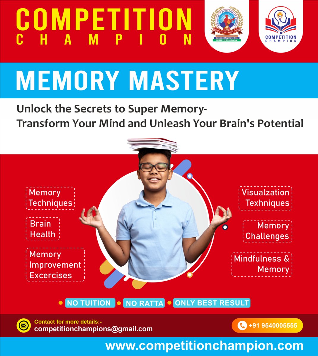 Competitionpass's tweet image. Unlock the power of your mind and become the ultimate Memory Master! 🧠✨ Sharpen your focus, boost your recall, and challenge your limits. The key to success is remembering! #MemoryMaster #MindPower #BoostYourMemory