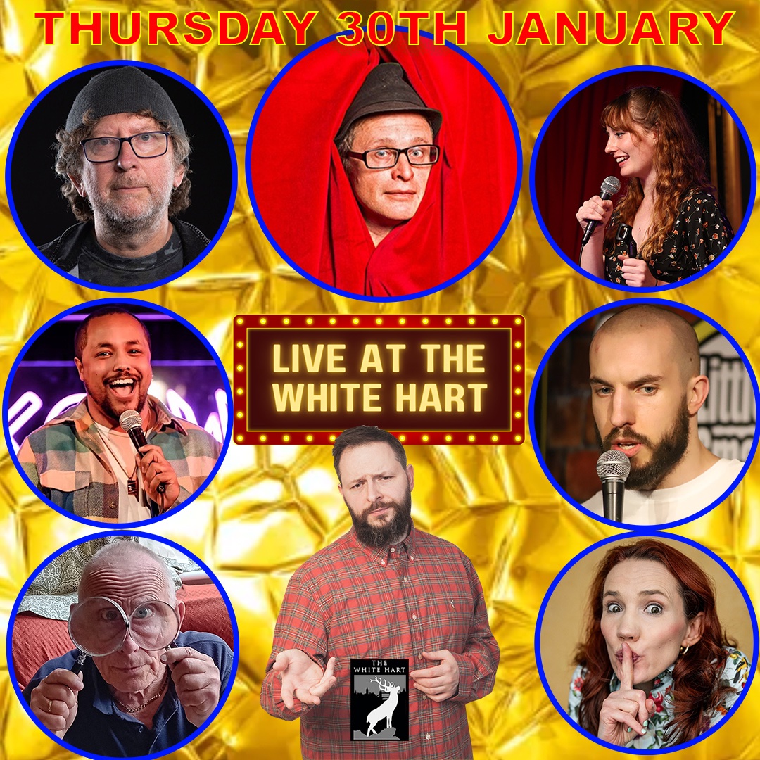 🎤 Live at The White Hart – Southwark's top spot for comedy! Jan 30th in London we have Simon Munnery the multi-award-winning legend back to headline!
Also Mark Vincent, Andy Zapp, Matt Ali, Amelia Fritz, Maja Bloom, Dom LTR, &amp; Julius Howe (resident MC).
shorturl.at/UhJ5R
