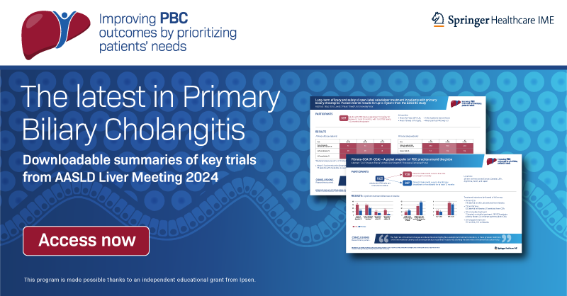 Springer Healthcare IME (@springerime) on Twitter photo Are you looking to stay up to date with the latest advancements in Primary Biliary Cholangitis (PBC)?
Dive into our comprehensive, downloadable summary of key trial data from the AASLD 2024 Liver Meeting.
Download the FREE summary here: 
…-disorders.ime.springerhealthcare.com/pbc/trial-summ… Are you looking to stay up to date with the latest advancements in Primary Biliary Cholangitis (PBC)?
Dive into our comprehensive, downloadable summary of key trial data from the AASLD 2024 Liver Meeting.
Download the FREE summary here: 
…-disorders.ime.springerhealthcare.com/pbc/trial-summ…