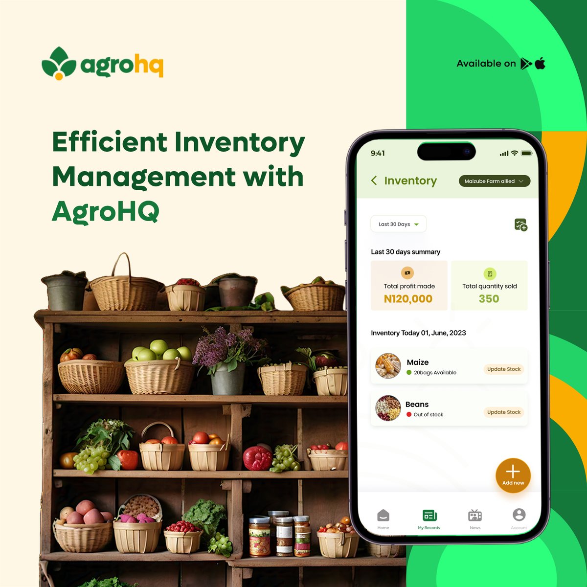 agrohq's tweet photo. Efficient inventory = profitable farming! 🌾💰
With AgroHQ, manage your stock, track profits, and grow smarter.
📱 Download now and join the future of agritech! #AgroHQ #Agritech https://t.co/8g9O5AmVSR
