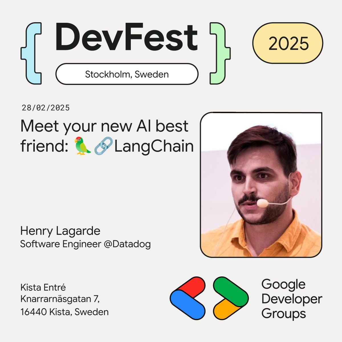 Build AI apps with LangChain!

Join Henry Lagarde at #DevFestStockholm2025 to learn how to create intelligent, personalized apps using LangChain with just a few lines of code.

🎟 Tickets: buff.ly/3YOJAOC 

#AI #LangChain #LLMs #DevFest #GDGsthlm #OpenAI