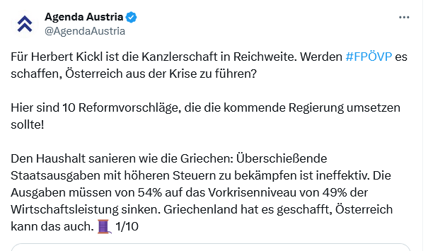 Das Vorbild der Millionärsgewerkschaft? Griechenland.

Arbeitslosigkeit: 11%
Jugendarbeitslosigkeit: 27%
Mindestlohn: 830 Euro brutto
Arm/armutsgefährdet: 26%

13 Jahre nach Beginn der Kürzungspolitik ist der Lebensstandard von davor nicht wieder erreicht.