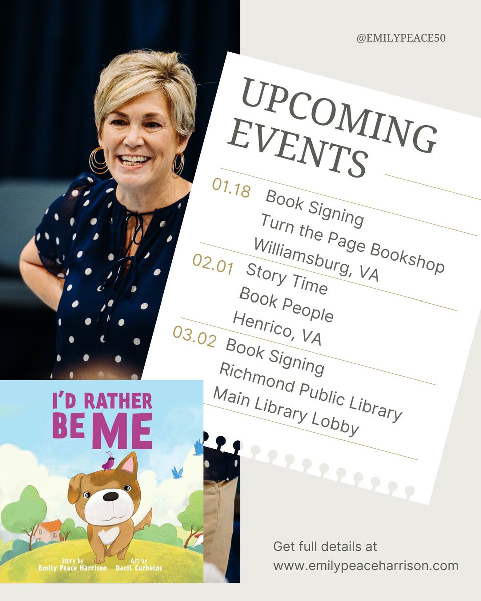 SCBWI Mid Atlantic (@scbwimidatlanti) on Twitter photo <a href="/harrison_p31679/">Emily Peace Harrison</a> will be sharing her debut picture book I'D RATHER BE ME with more young readers in 2025! Meet the author and get a signed copy of her award-winning book. Full details of events at emilypeaceharrison.com #kidlit #picturebook #childrensbooks #meettheauthor <a href="/harrison_p31679/">Emily Peace Harrison</a> will be sharing her debut picture book I'D RATHER BE ME with more young readers in 2025! Meet the author and get a signed copy of her award-winning book. Full details of events at emilypeaceharrison.com #kidlit #picturebook #childrensbooks #meettheauthor