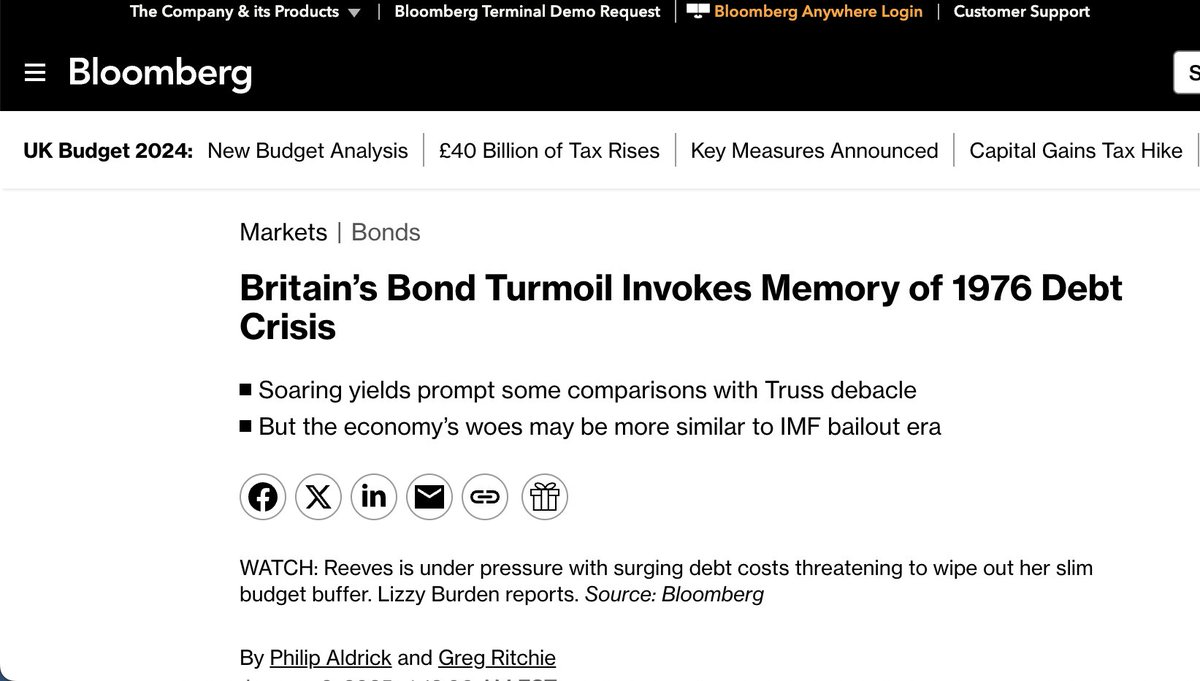 tomhfh's tweet photo. Not the Bloomberg headline any Chancellor wants to see. https://t.co/N72Njy66v3