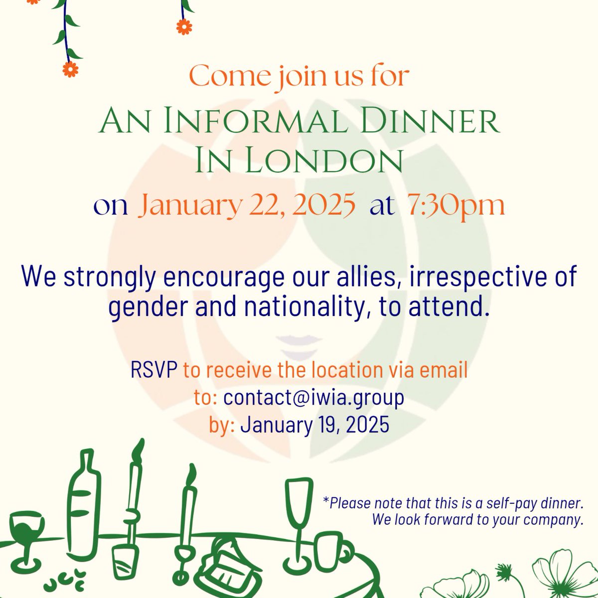 We are hosting an informal dinner soon! 
𝙋𝙡𝙚𝙖𝙨𝙚 𝙣𝙤𝙩𝙚, 𝘵𝘩𝘦 𝘥𝘪𝘯𝘯𝘦𝘳 𝘪𝘴 𝘯𝘰𝘵 𝘴𝘱𝘰𝘯𝘴𝘰𝘳𝘦𝘥.
Whether you're in legal, business, tech or otherwise involved in cross-border matters, this will be an opportunity to exchange ideas &amp; build meaningful connections.