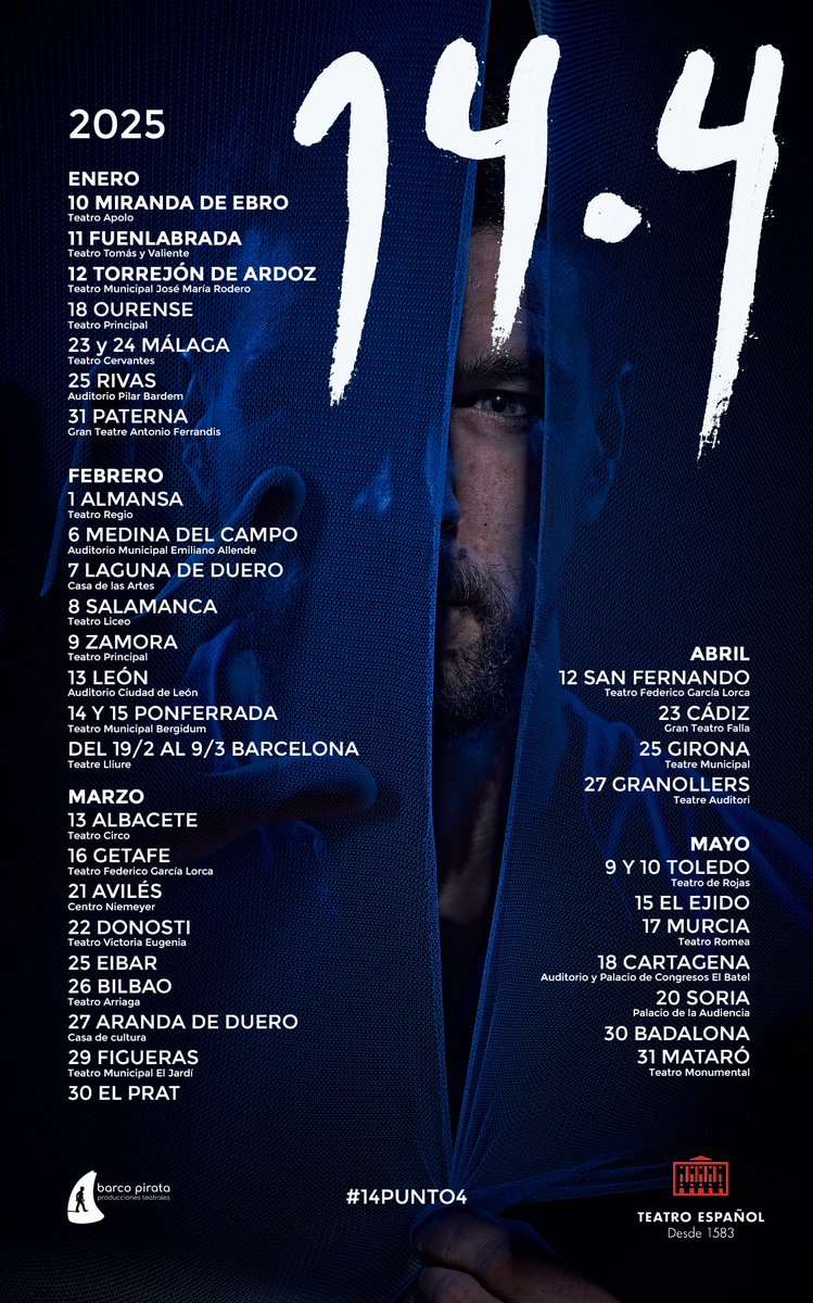 Barco Pirata (@barcopirataorg) on Twitter photo 14.4 💙
GIRA 2025
Protagonizada por Ahmed Younoussi y dirigida por Sergio Peris-Mencheta <a href="/PerisMencheta/">Peris-Mencheta</a>
Dramaturgia: <a href="/JuanDiegoBotto/">Juan Diego Botto</a>, Sergio Peris-Mencheta y Ahmed Younoussi
Entradas a la venta en teatros y linktr.ee/barcopirataorg
#14punto4 #Teatro 14.4 💙
GIRA 2025
Protagonizada por Ahmed Younoussi y dirigida por Sergio Peris-Mencheta <a href="/PerisMencheta/">Peris-Mencheta</a>
Dramaturgia: <a href="/JuanDiegoBotto/">Juan Diego Botto</a>, Sergio Peris-Mencheta y Ahmed Younoussi
Entradas a la venta en teatros y linktr.ee/barcopirataorg
#14punto4 #Teatro