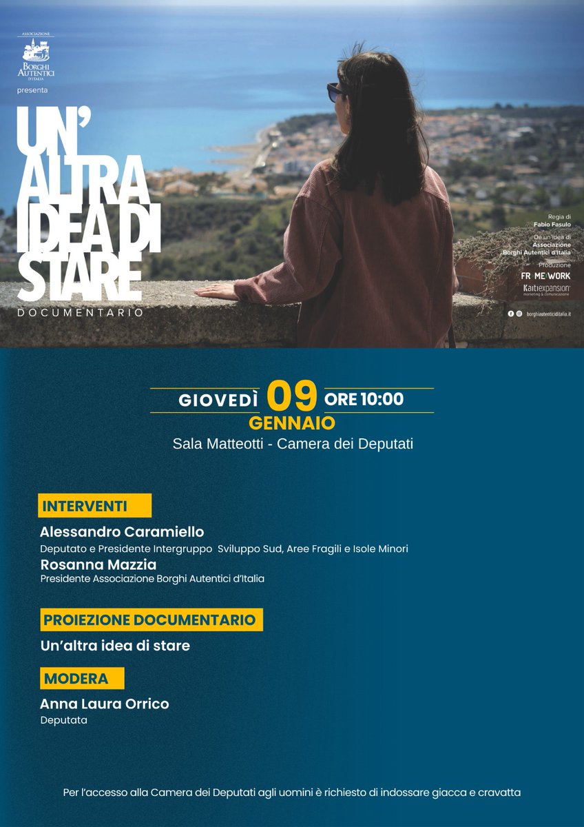 #ora #cameradeideputati presentazione del documentario di Borghi Autentici d'Italia dal titolo “Un’altra idea di stare”.
Per saperne di più:
mobilitadolce.net/il-9-gennaio-p…
